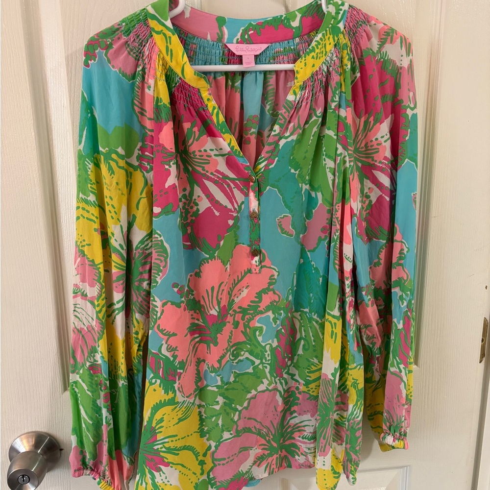 Lilly Pulitzer Silk Elsa Top size Large